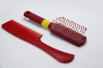 Brush and comb for red hair, determined to comb and brush hair