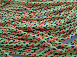 Close up prusik rope texture. Prusik  rope sometime used as rope bracelet.
