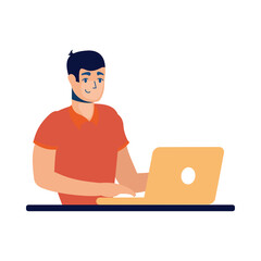 Man with laptop vector design