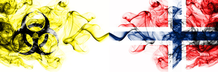 Norway, Norwegian Quarantine. Coronavirus COVID-19 lockdown. Smoky mystic flag of Norway, Norwegian...