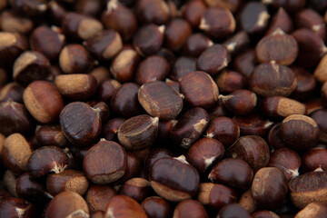 Chestnut stock in the market in autumn