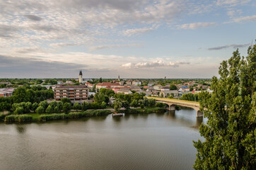 Fototapeta na wymiar Novi Sad, Serbia - May 31. 2020: Panorama of the Vojvodina town of Srbobran 