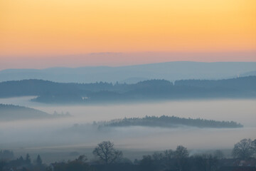 Sumava sumset near Pisek, Southern Bohemia, Czech Republic