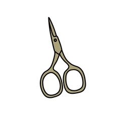 scissors for sewing doodle icon, vector illustration