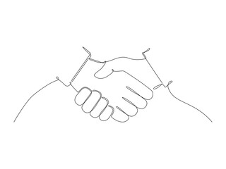 Continuous handshake line stock vector illustration isolated on white background. Business agreement concept.
