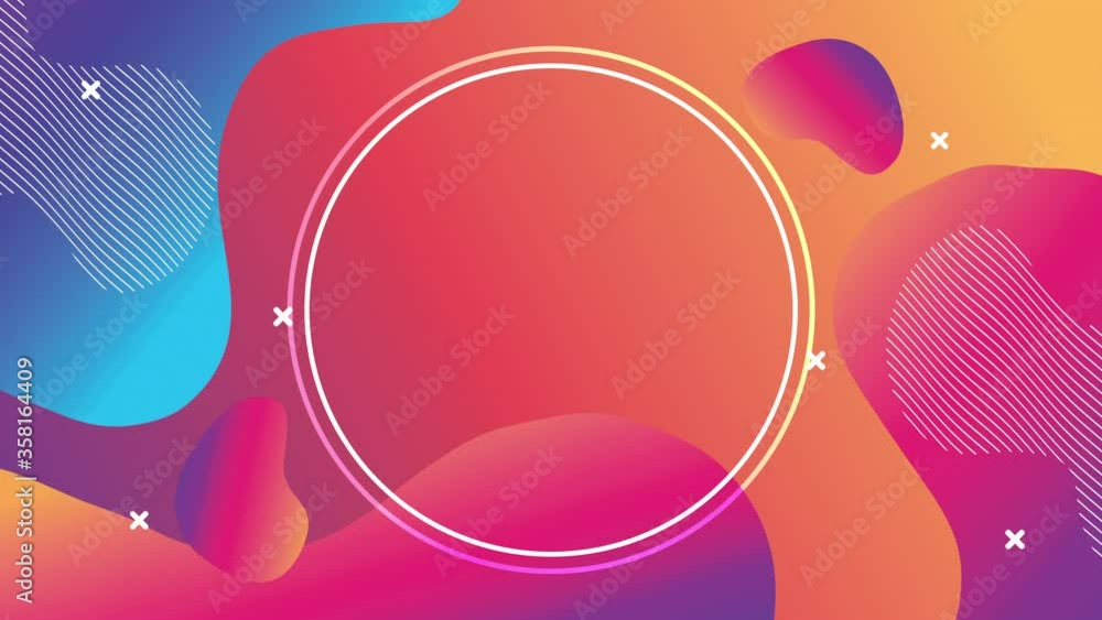 Wall mural vivid and fluid color with circular frame background