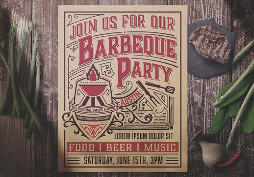 Vintage Bbq Party Flyer Layout
