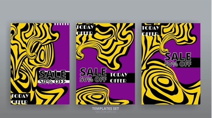 Abstract marable texture advertising placard design template. Trendy geometric lines poster and fluid cover design.