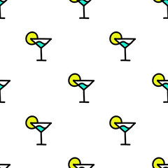 cocktail seamless doodle pattern, vector color illustration