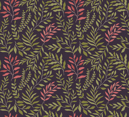 b080Vector hand drawn leaves seamless pattern. Abstract trendy floral background. Repeatable texture.
