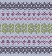 Style Seamless Knitted Pattern.Light Green Purple Color Illustration.