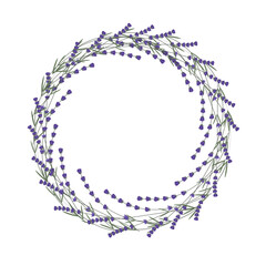 A wreath of lavender, vector illustration, a garland of flowers as a frame