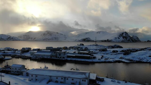 Sorvaer during sunset, Soroya, Norway