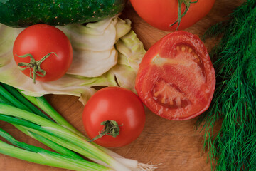 Still life, vitamins, salad products