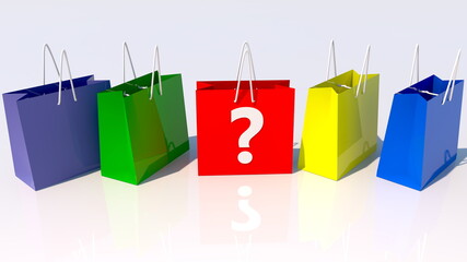 Shopping bags with question mark concept