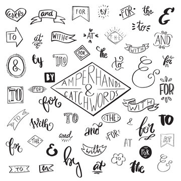 Collection of Handwritten Ampersands and Catchwords.