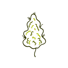 marihuana bud doodle icon, vector hand draw illustration