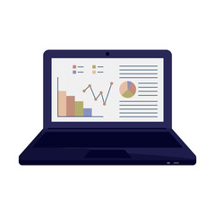 Laptop icon. Laptop on white background. Working place concept. Work at home. Stay home. Freelance or studying. Vector illustration in flat style