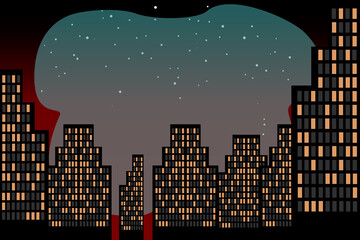 Fototapeta premium night city background. Panorama. Vector illustration.