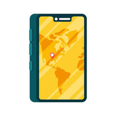 smartphone with delivery map with gps mark vector design