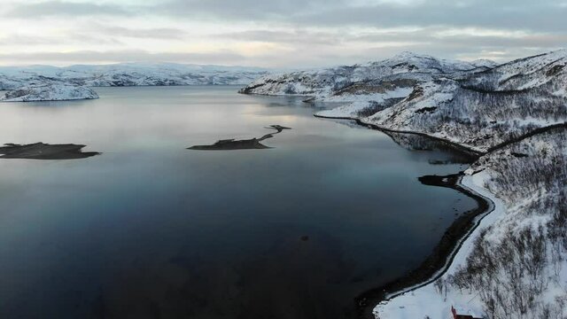 Fjord and mountains, Varangerhalvoya, Soroya, Norway