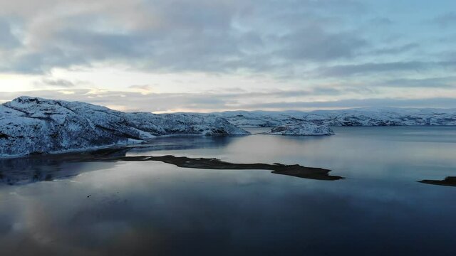 Fjord and mountains, Varangerhalvoya, Soroya, Norway
