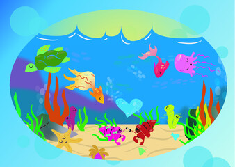 Marine life underwater vector