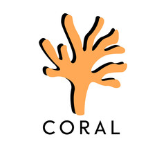 Vector illustration of a coral silhouette logo design concept.