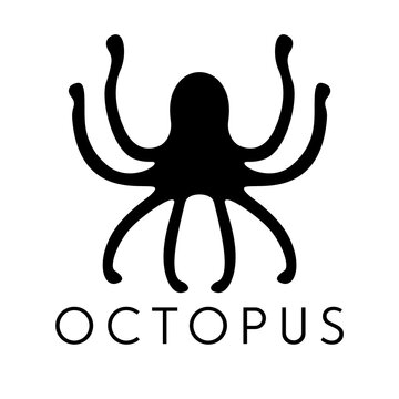 Vector illustration of an octopus silhouette logo design concept.