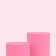 3d pink rose cylinder podium minimal studio background. Abstract 3d geometric shape object illustration render. Display for cosmetic perfume fashion product.