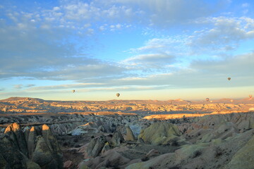 The magnificent Cappadocia valley with its rocky structure formed by volcanic tuffs. The most...