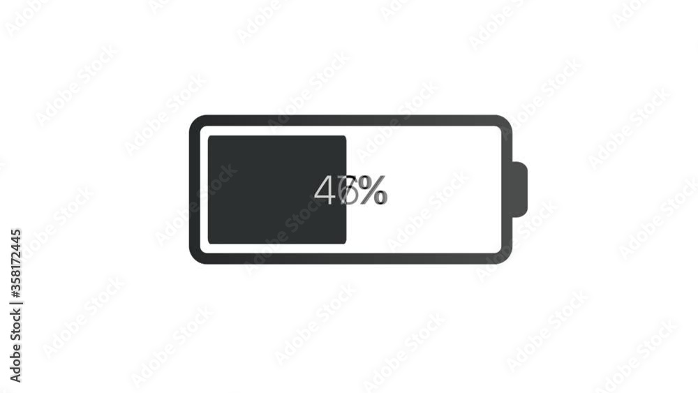 Poster Animated Digital Battery Loading, Animation of a digital smartphone or computer device battery icon energy loading