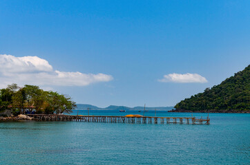 Pontoon at the harbour of Sihanoukville in Cambodia