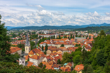 Fototapeta na wymiar panoramic view of the old town of Ljubljana Slovenija