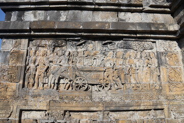 Fresque du temple de Borobudur, Indonésie	