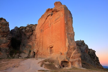 Midas Monument, also known as Yazılıkaya. It is located in the ancient Phrygian Valley. It is dedicated to the mother goddess Kybele, the only god of the Phrygian religion. 550 BC. Eskisehir, Turkey.