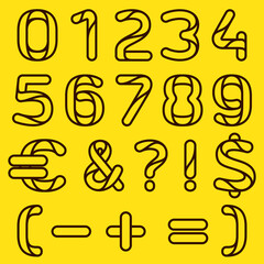 Numbers set and punctuation marks modern line logo design.