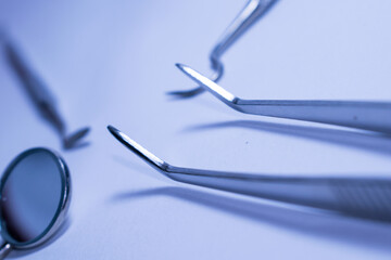 Dentists working tools on white background