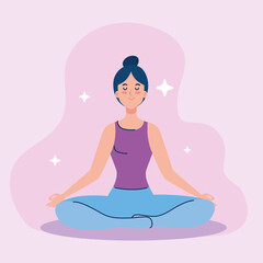 woman meditating, concept for yoga, meditation, relax, healthy lifestyle vector illustration design