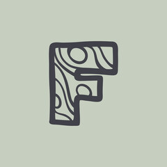 Letter F logo with waves line pattern.