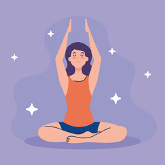 woman meditating, concept for yoga, meditation, relax, healthy lifestyle vector illustration design