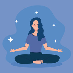woman meditating, concept for yoga, meditation, relax, healthy lifestyle vector illustration design