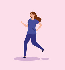 Fototapeta na wymiar woman jogging, running practicing exercise, sport competition vector illustration design