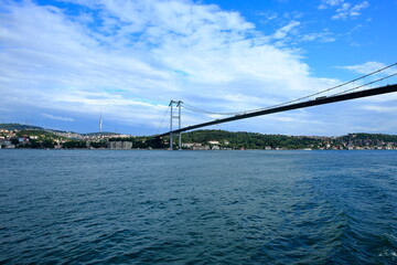 Bosphorus Bridge, Istanbul. A view of Istanbul Bosphorus in clear weather. Turkey