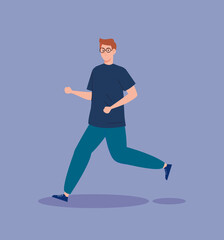 Fototapeta premium man jogging, running practicing exercise, sport competition vector illustration design