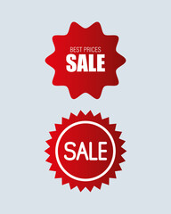 price tags, collection red ribbon banners, sale promotion, website stickers, special offers vector illustration design