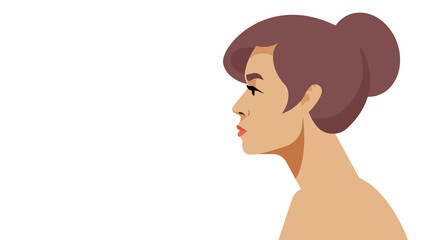 Portrait of beautiful Woman. Confident strong woman looks forward. Feminist, professional, mother, wife, girlfriend. Vector illustration on a white background with copyspace.