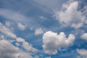 White clouds on a blue sky. Beautiful natural background