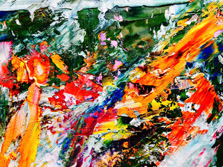 Colorful abstract background wallpaper. Modern motif visual art.  Mixtures of oil paint. Trendy...