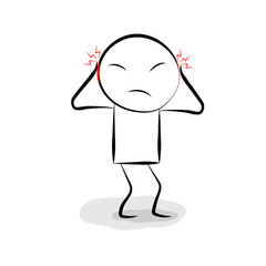 Head pain line style character. Vector